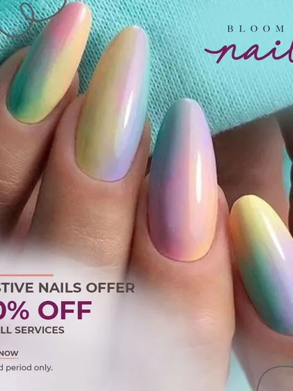 This pastel rainbow ombré is one of my favorite colorful looks. The colors blend together so beautifully.