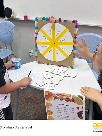 Our Grade 7 students hosted a Probability Carnival for younger grades. They designed and built their own games based on theoretical probability and compound events, making math learning fun and interactive for everyone.