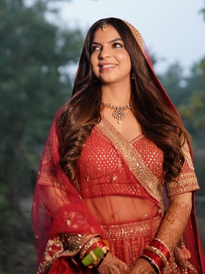 A candid shot in natural light. Her skin looks radiant and her makeup is soft and pretty, just as she envisioned.