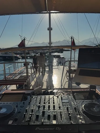 The view from my console during a stunning sundowner event on a private yacht in Antalya, Turkey. I specialize in creating the perfect musical atmosphere for exclusive destination events, no matter where in the world they are.