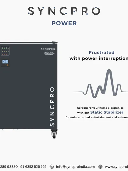 Frustrated with power interruptions affecting your entertainment? The SyncPro static stabilizer provides a clean and stable power supply, safeguarding your home electronics for seamless automation and entertainment.
