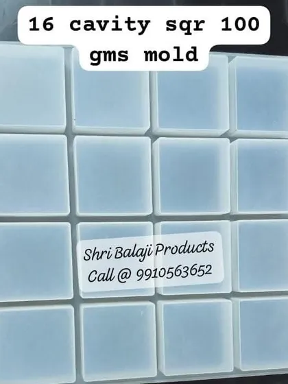 For larger batches, I offer this 16-cavity square mold. It's a great tool for anyone scaling up their soap business, allowing you to make sixteen 100-gram bars at once.