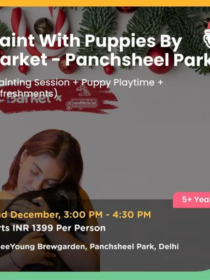 Paint With Puppies by Barket! A unique event combining a painting session with adorable puppy playtime.