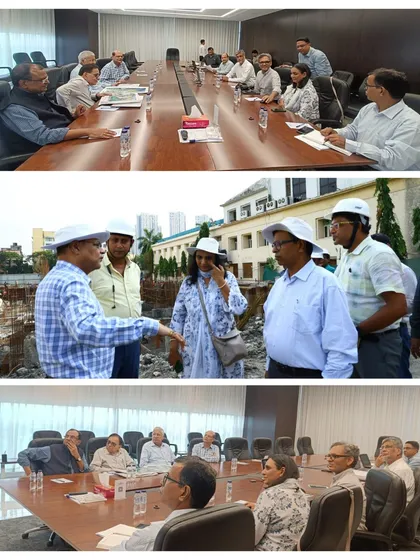 Our partners Arti Gugnani and Saurabh Gupta in discussion with the trustees of the Kalyan Bharti Trust. We believe in a collaborative process, working closely with clients from the first sketch to the final brick.