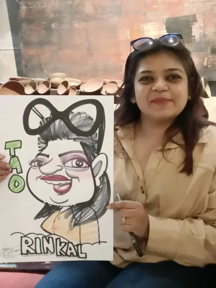 A stylish guest from the TAO Architects party. Her glasses were a fun feature to include in the drawing.