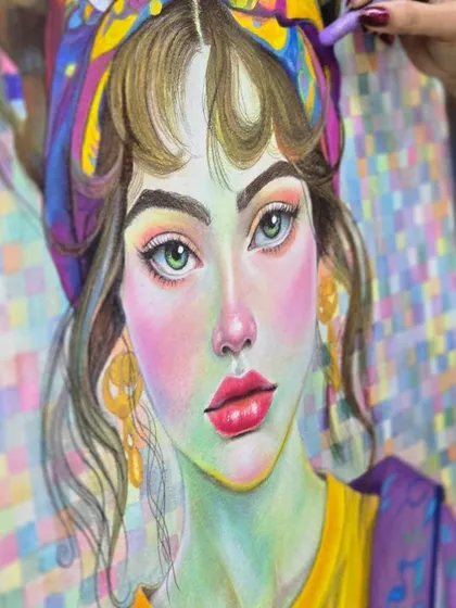 We encourage our students to explore the world of vibrant color. This expressive portrait, brought to life with oil pastels, highlights the techniques of blending and layering that we cover in our color workshops.