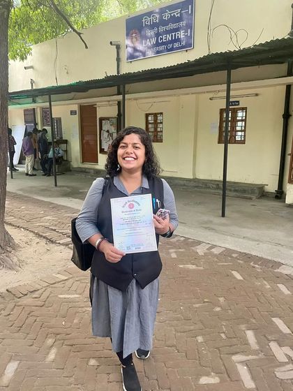 A happy moment at Law Centre-I, University of Delhi. My time at law school was filled with lessons, both academic and personal, that I carry with me into my practice today.