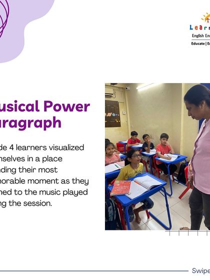 The "Musical Power Paragraph" is an experiential activity I use to spark creativity. Here, my Grade 4 learners are listening to music and visualizing a memorable moment, preparing to turn their imagination into a powerful piece of writing.