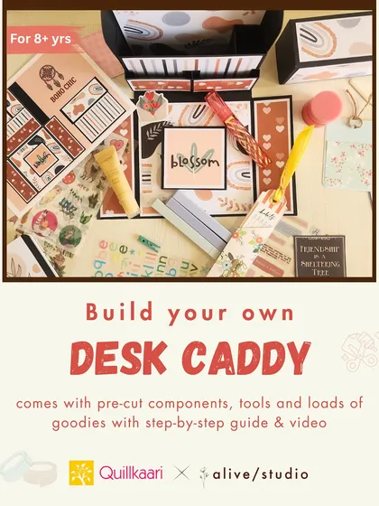 Introducing our 'Build your own Desk Caddy' DIY kit. It comes with everything your child needs, including tools and goodies, to create something they can be proud of.