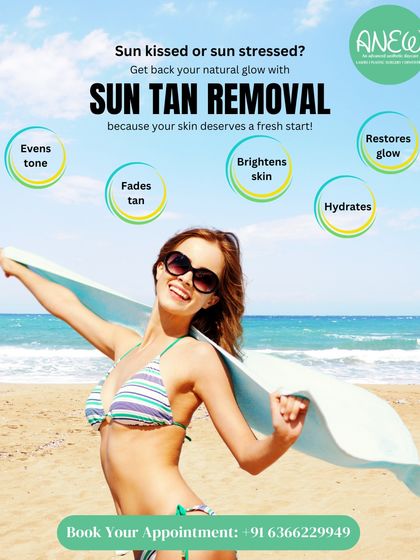 Sun-kissed or sun-stressed? My Sun Tan Removal treatment gives your skin a fresh start by fading tan, brightening skin, and restoring your natural glow.