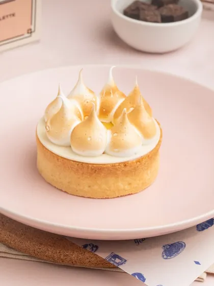 A close-up of the beautifully torched meringue on my Key Lime Tart, adding a sweet, marshmallow-like flavor.