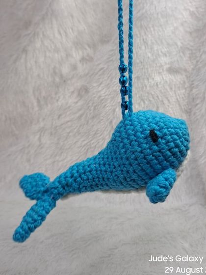 This blue whale charm is simple and sweet. It's a lovely, calming design that works well as either a car hanging or a baby mobile accessory.