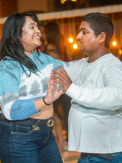 Happiness is watching your students take their first steps on the social dance floor. Here's a candid moment of our LDI dancers shining at La Rumba.
