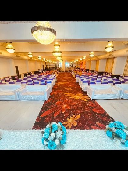 A full view of one of the halls at Palm Beach banquet. With 3 AC banquets and a lawn, this venue offers plenty of options for your event.