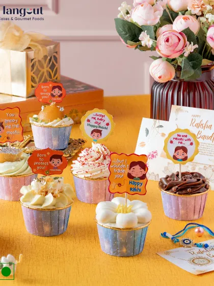 I love giving traditional gifts a modern twist. My Rakhi Special Cupcake Collection includes both classic flavors like red velvet and fusion mithai flavors like gulab jamun, making for a unique and sweet way to celebrate with your siblings.