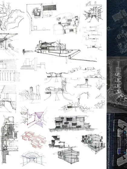 A duplicate collage of our initial concept sketches, representing the genesis of our design process.