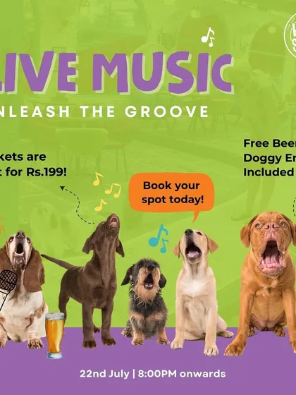 Unwind, relax, and groove with your pooch at our live music event.