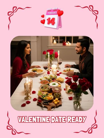 Another beautiful Valentine's date night setup, this one featuring a Lebanese mezze platter.