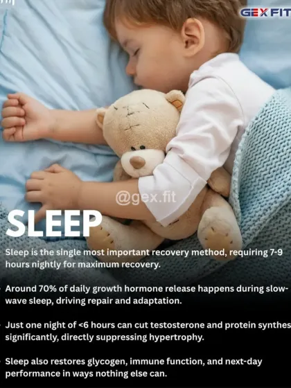 Sleep is the single most critical recovery tool. During deep sleep, your body releases up to 70% of its daily growth hormone, which is essential for muscle repair and adaptation.