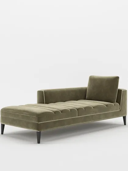The full-length view of our modern chaise lounge, a perfect piece for relaxing with a book or adding a sophisticated seating option to your room.
