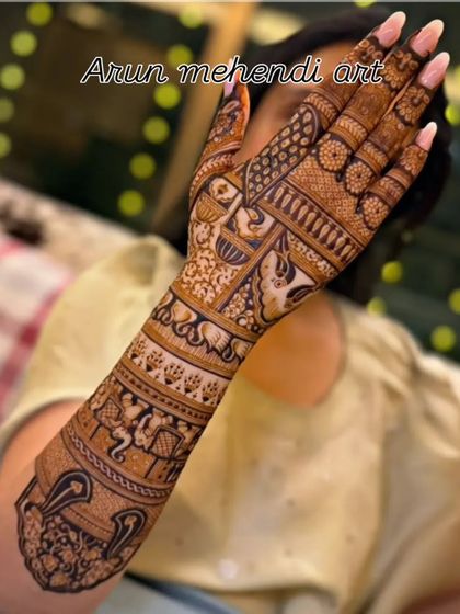 A single arm design with a focus on intricate patterns and animal motifs.