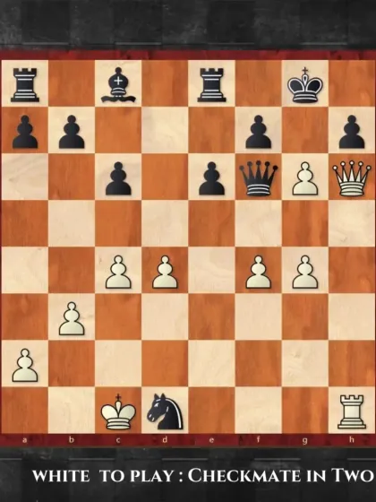 This puzzle features a queen and rook working together. It's White to play and deliver a checkmate in two moves.