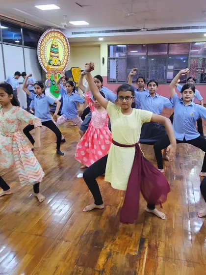 The entire group in a synchronized pose. This demonstrates the discipline and coordination we instill in our students from a young age.