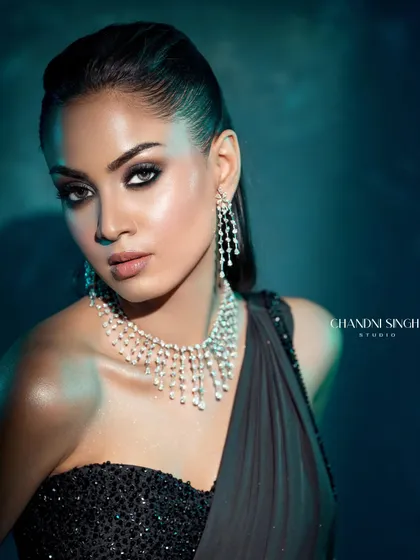 The final photograph from the 'Glow Glam Goddess' demo. Students learn how to create looks that are not just beautiful in person but also translate into stunning photographs.