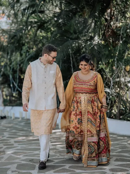 A collection of portraits from a beautiful Haldi photoshoot. I coordinate with the photo team to capture a variety of shots, from romantic close-ups and playful kisses to stylish individual portraits, all within a cohesive, sun-drenched theme.