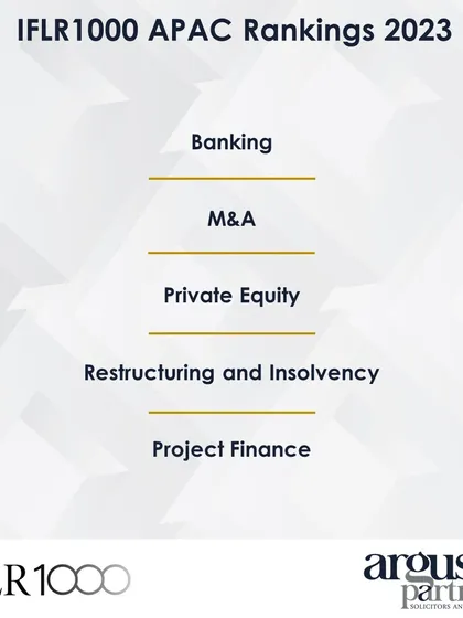 Our firm and partners have been ranked across multiple practice areas in the IFLR1000 APAC Rankings 2023, including Banking, M&A, and Private Equity.
