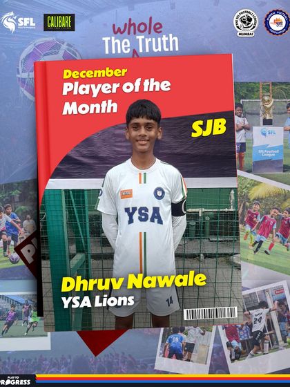 Dhruv Nawale of YSA Lions, another standout performer, earning the Player of the Month title for December in the Sub Junior Boys group.