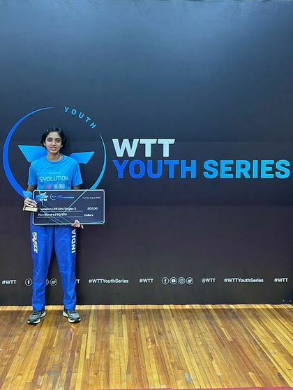 Yashaswini celebrating her win in Ecuador.