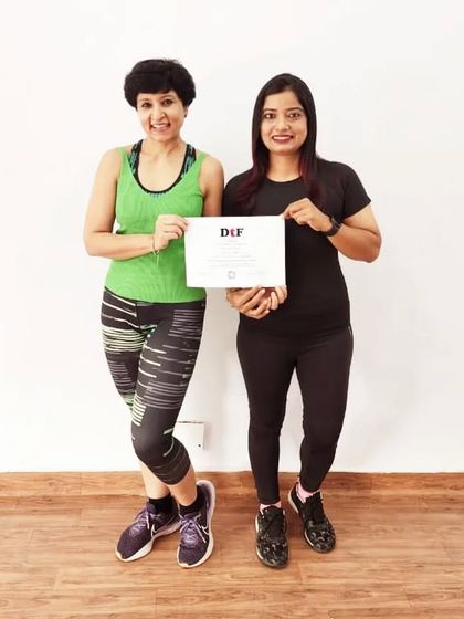 Presenting the certification to Jyoti, our franchisee for the Shipra Sun City studio. We are proud to empower women to become entrepreneurs.