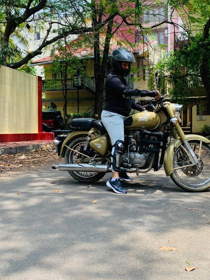 A graduate on her bike, ready for the road. The skills she learned with us will last a lifetime.