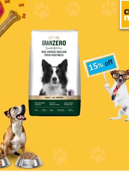 Grainzero is another fantastic grain-free option I recommend, made with real chicken, eggs, and fresh vegetables. It's a complete nutrition formula for adult dogs of all breeds.