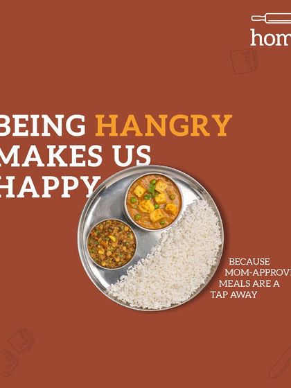 Being 'hangry' can actually be a happy feeling. Especially when you know that a satisfying, mom-approved meal with paneer curry, sabzi, and rice is just a few taps away.