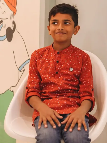 Aethen, ready for his class, embodies the enthusiasm our students bring to learning new skills in our supportive environment.