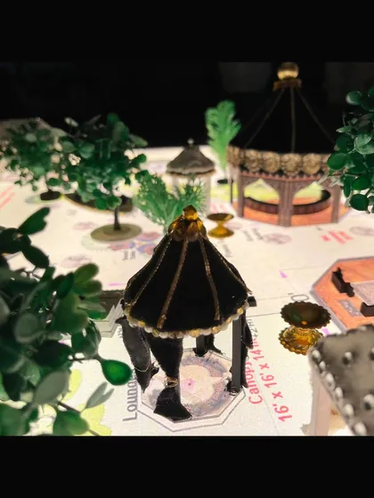 Another angle of the Arabian Nights model, showing the different types of canopies and structures that will make up the event landscape.