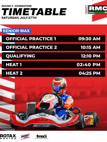 The Saturday schedule for the Senior Max class at Round 3.