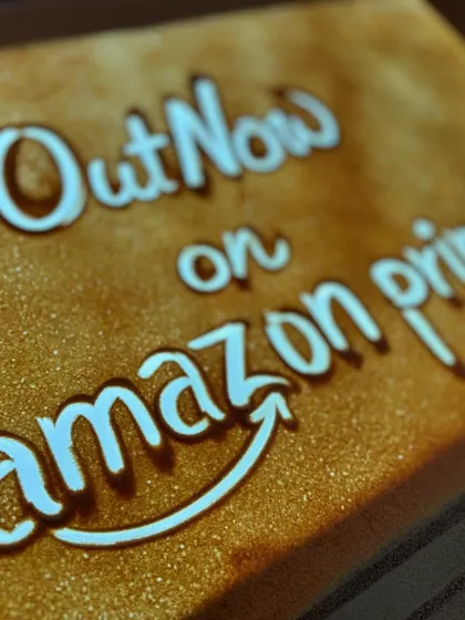 The final call to action for 'The Rings of Power' project, announcing its availability on Amazon Prime. This shows how my art is used in promotional campaigns for major entertainment releases.