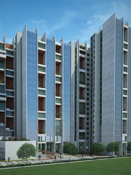 The Shriram Ozone Housing in Ranchi is our answer to modernizing traditional Indian living. The highly articulated facade provides each spacious apartment with stunning views of the Kanke Dam, blending high-rise convenience with the feel of a private home.