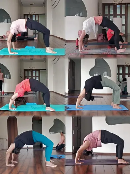 There is a silent joy in witnessing an entire class rise together. This is Urdhva Dhanurasana, a testament to collective strength, consistent practice, and the power of breathing as one community.