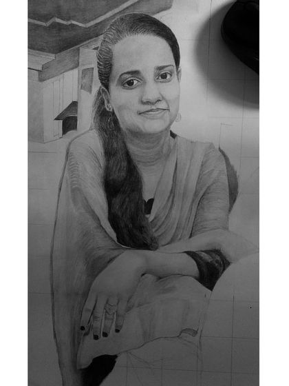 Kismat pe thoda kam hi bharosa karta hoon, sapno ko pura karne ke liye mehnat dugani karta hoon. A work-in-progress shot of a commissioned portrait.