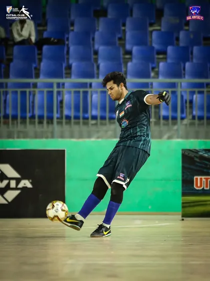 Our goalkeeper showing his skills with the ball at his feet during the final.