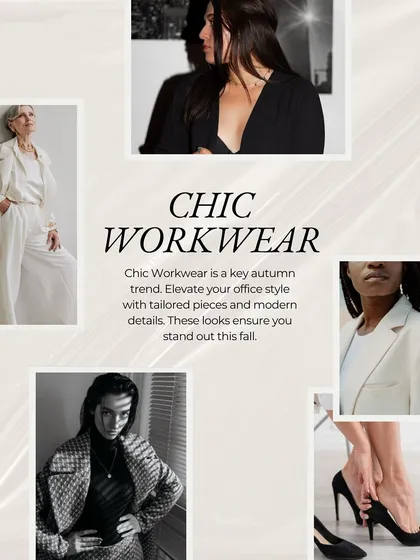 Is your wardrobe ready for autumn? This moodboard showcases the chic workwear trend, featuring tailored pieces and modern details to ensure you stand out this fall.