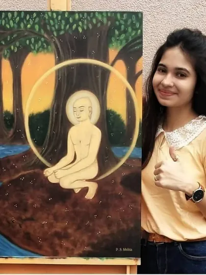 Posing with the finished Mahavir Swami commission. Seeing a piece completed and knowing it's loved by its new owner is the best feeling.