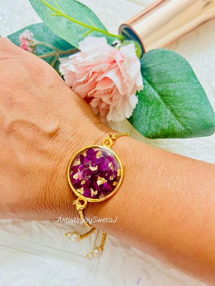 Another look at the adjustable rose petal bracelet, a perfect piece of wearable nature.