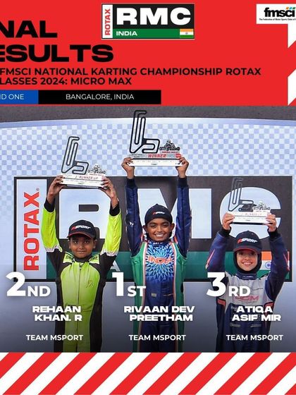 The final podium for the Micro Max class at Round 1 of the 2024 National Karting Championship.
