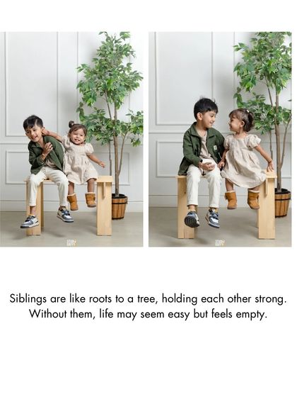 A collage of sibling moments, reminding us that they are like roots to a tree, holding each other strong.