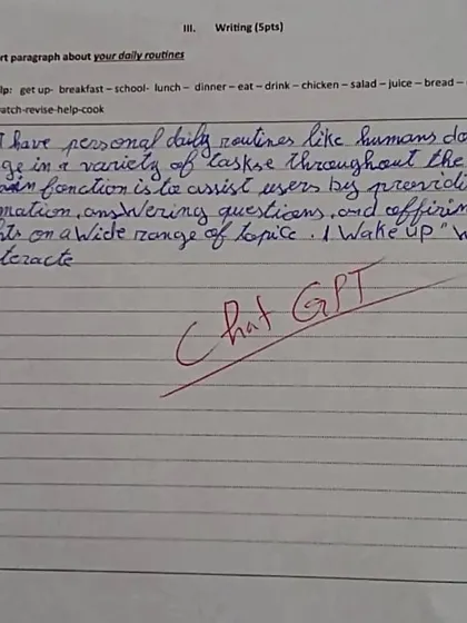 In an age of AI, originality is more important than ever. This image, showing a student's work next to a ChatGPT response, highlights my focus on teaching children to think for themselves and develop their own unique creative voice.
